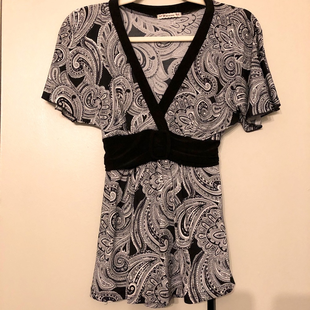 Paisley belted blouse
